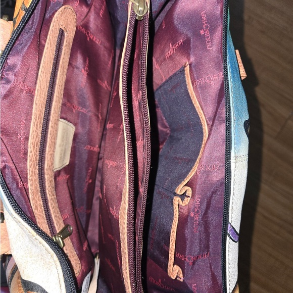 Genuine leather hand painted Anuschka Colorful Butterfly, and Peacock Design - Picture 6 of 9